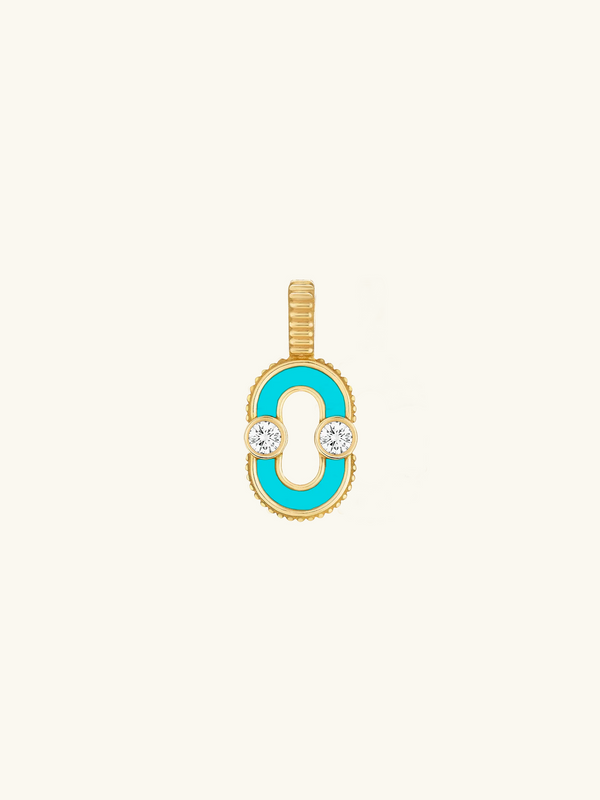 PENDENTIF MAGNETIC TURQUOISE ET DIAMANTS