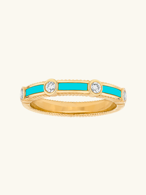 BAGUE RAYON TURQUOISE ET DIAMANTS
