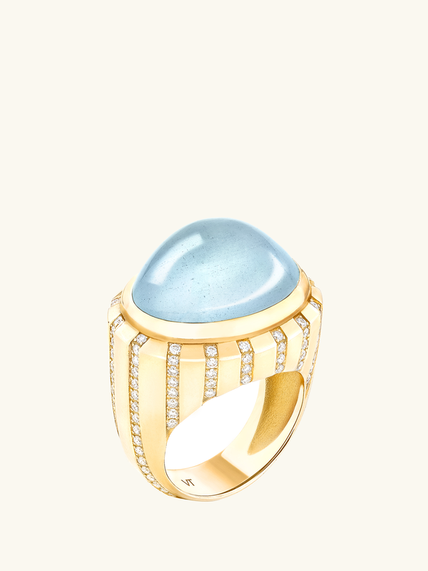 BAGUE CABOCHON AIGUE-MARINE