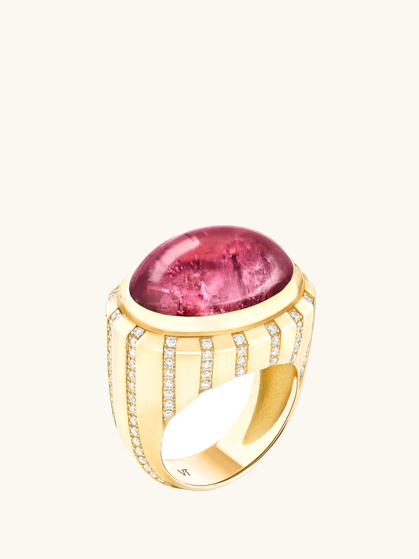 BAGUE CABOCHON TOURMALINE ROSE