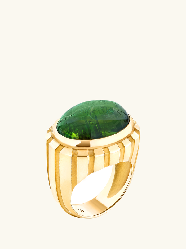 GREEN TOURMALINE CABOCHON RING