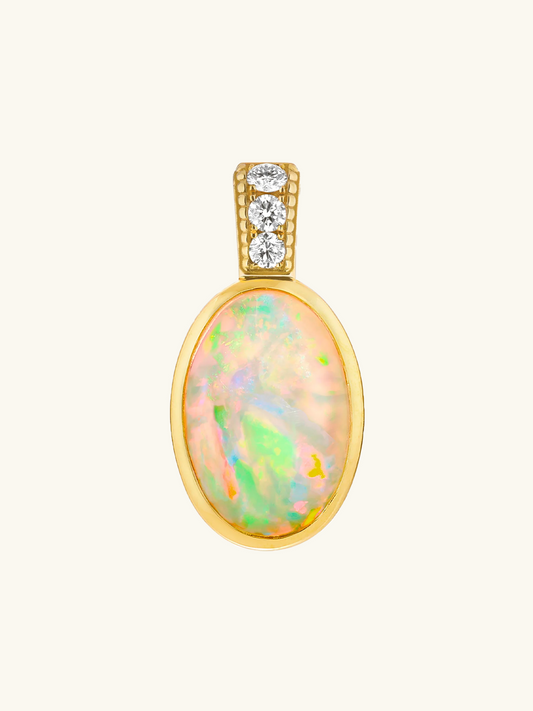 TALISMAN CABOCHON OPALE BLANCHE