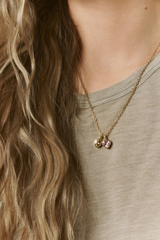 CHARM COEUR TOURMALINE ROSE
